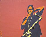 Pop art coltrane on rust painting